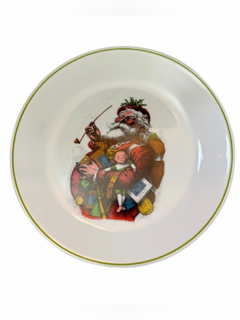 Vintage Corning Designs / Corelle Festive St. Nick Santa Christmas 10” Plate